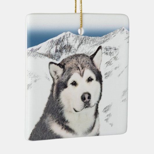 アラスカンマラ絵画ムテの – かわいいオリジナルドッグアート セラミックオーナメント (右)