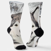 アラスカンマラ絵画ムテの – かわいいオリジナルドッグアート ソックス (傾斜あり)