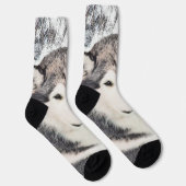 アラスカンマラ絵画ムテの – かわいいオリジナルドッグアート ソックス (右)