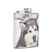 アラスカンマラ絵画ムテの – かわいいオリジナルドッグアート フラスク (右)