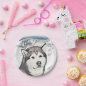 アラスカンマラ絵画ムテの – かわいいオリジナルドッグアート ペーパープレート (パーティー)