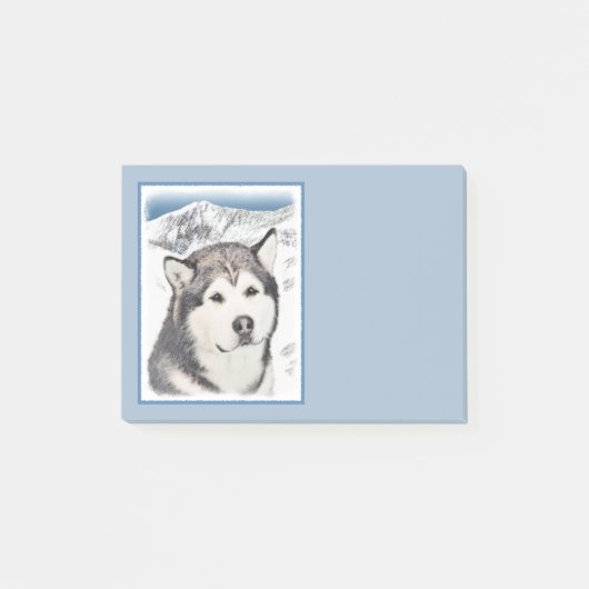 アラスカンマラ絵画ムテの – かわいいオリジナルドッグアート ポストイット (正面)