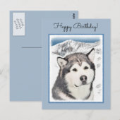 アラスカンマラ絵画ムテの – かわいいオリジナルドッグアート ポストカード (正面/裏面)