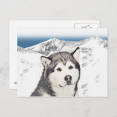 アラスカンマラ絵画ムテの – かわいいオリジナルドッグアート ポストカード (正面/裏面)