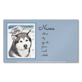 アラスカンマラ絵画ムテの – かわいいオリジナルドッグアート マグネット名刺 (正面)