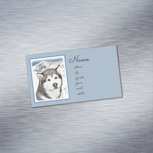 アラスカンマラ絵画ムテの – かわいいオリジナルドッグアート マグネット名刺 (インサイチュ)