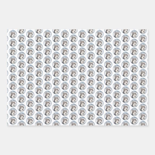 アラスカンマラ絵画ムテの – かわいいオリジナルドッグアート ラッピングペーパーシート (正面2)