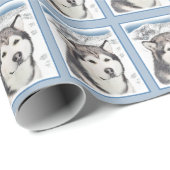 アラスカンマラ絵画ムテの – かわいいオリジナルドッグアート ラッピングペーパー (ロールコーナー)