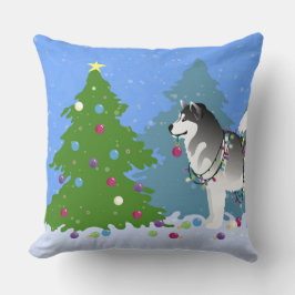 アラスカンマラ飾ムテのクリスマスツリー クッション