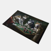 アラスカンマレー遊テドッグストランプのポーカーアート ドアマット (アングル)