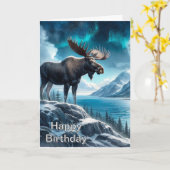 アラスカンムースアットナイト自然誕生日 カード (黄色い花)