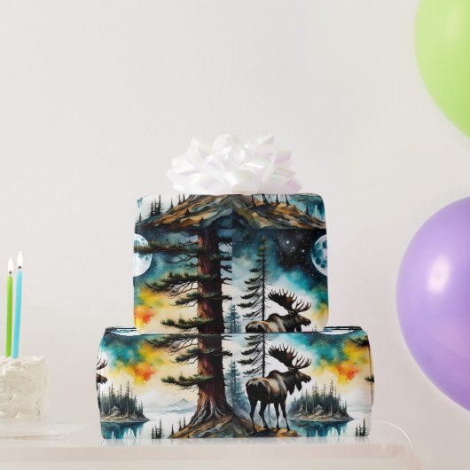 アラスカンムースオンマウンテンリッジ ラッピングペーパー (パーティーギフト)