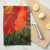 アラスカンレッドポピーカラフルの花 キッチンタオル (四つ折り)