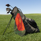 アラスカンレッドポピーカラフルの花 ゴルフタオル (グリーン)