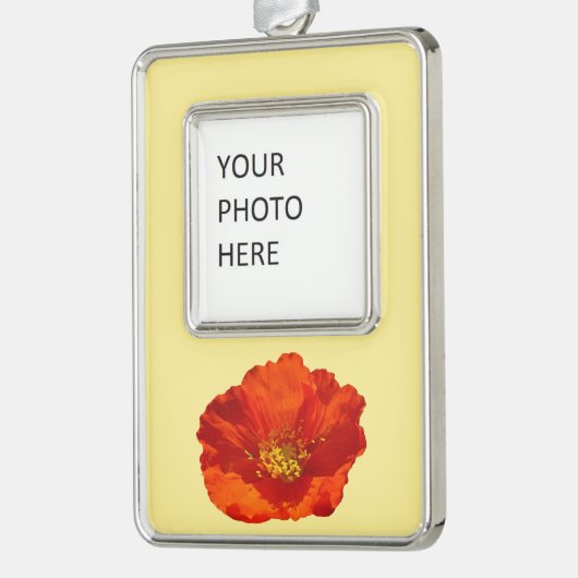 アラスカンレッドポピーカラフルの花 シルバープレートフレームオーナメント (左)