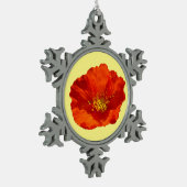 アラスカンレッドポピーカラフルの花 スノーフレークピューターオーナメント (左)