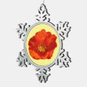 アラスカンレッドポピーカラフルの花 スノーフレークピューターオーナメント (右)