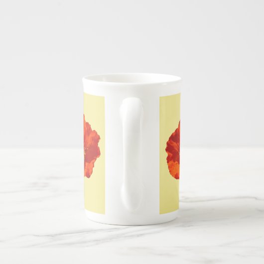 アラスカンレッドポピーカラフルの花 ボーンチャイナマグカップ (裏面)