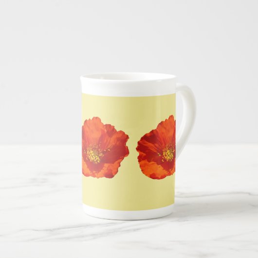 アラスカンレッドポピーカラフルの花 ボーンチャイナマグカップ (正面右)