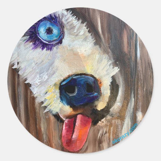 アラスカン子犬ぞり犬の輸送ステッカー ラウンドシール (正面)