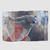 アラスカン極熊アメリカ国旗 ゴルフタオル (横)