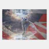 アラスカン極熊アメリカ国旗 ラッピングペーパーシート (正面3)