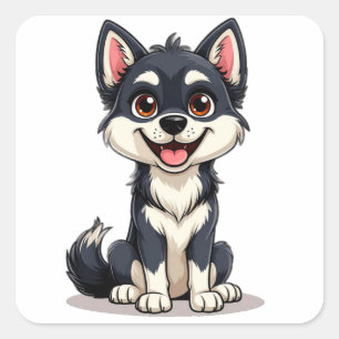 アラスカン・クリー・カイの子犬のイラスト かわいい スクエアシール