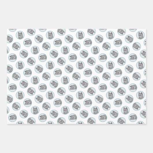 アラスカン・クレー・カイAKKハスキー絵を描の可愛いドッグアート ラッピングペーパーシート (正面2)