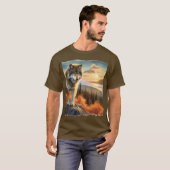 アラスカン・ティンバーウルフ 秋の季節 メンズ Tシャツ (正面フル)