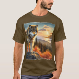 アラスカン・ティンバーウルフ 秋の季節 メンズ Tシャツ