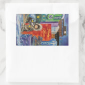 アラスカン・ハスキーキスシール 長方形シール (バッグ)