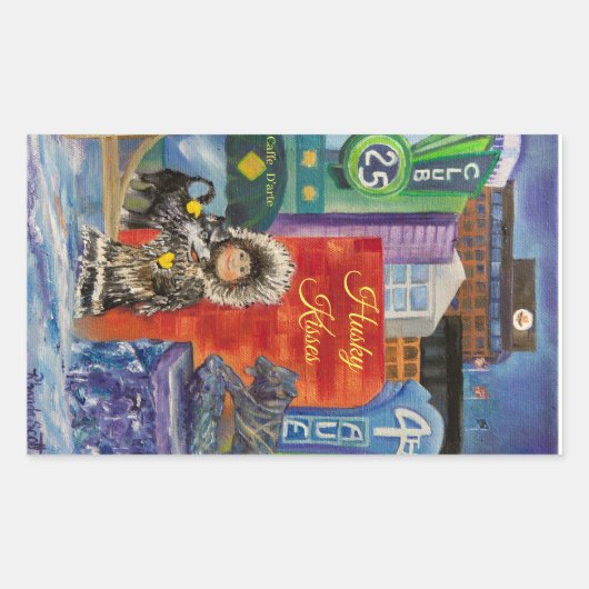 アラスカン・ハスキーキスシール 長方形シール (正面)