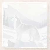 アラスカン・ハスキー | 山の犬の水彩画 ガラスコースター (裏面)
