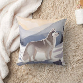 アラスカン・ハスキー | 犬の山 水彩画 クッション (ブランケット)