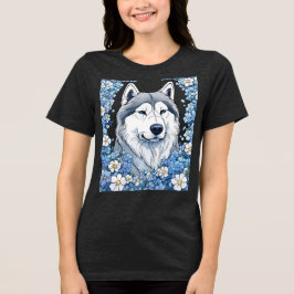アラスカン・マラミュートとワスレナグサ トライブレンドTシャツ