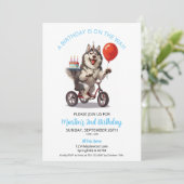 アラスカン・マラミュートのバイクとケーキの2歳の誕生日パーティー 招待状 (スタンド正面)