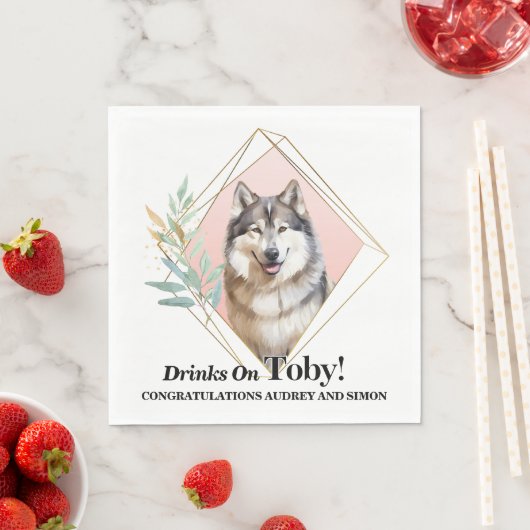 アラスカン・マラミュートの犬の写真の結婚式 スタンダードランチョンナプキン (インサイチュ)