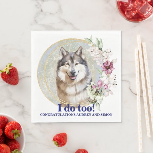 アラスカン・マラミュートの犬の写真の結婚式 スタンダードランチョンナプキン (インサイチュ)