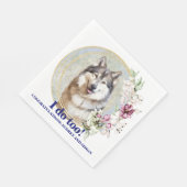 アラスカン・マラミュートの犬の写真の結婚式 スタンダードランチョンナプキン (角)