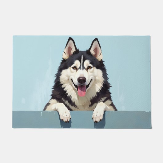 アラスカン・マラミュートの犬アート ドアマット (正面)