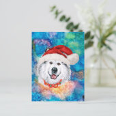 アラスカン・マラミュート犬のクリスマス シーズンポストカード (スタンド正面)