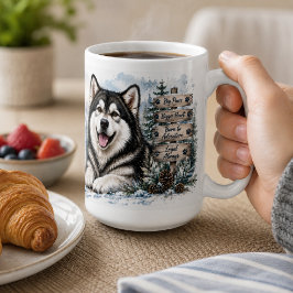 アラスカン・マラミュート オリジナル 冬の山の犬 デザイン コーヒーマグカップ