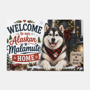 アラスカン・マラミュート クリスマス ウェルカム ホーム ホリデー ドアマット