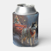 アラスカン・マラミュート クリスマス 缶クーラー (缶正面)