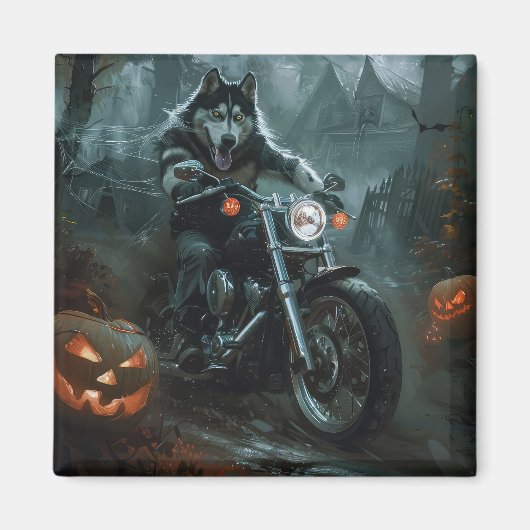アラスカン・マラミュート ハロウィン バイク マグネット (正面)