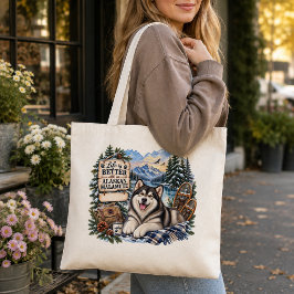 アラスカン・マラミュート+冬の冒険+犬のカスタムグッズ トートバッグ