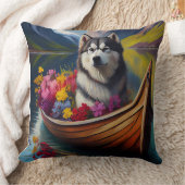 アラスカン・マラムート犬のパドル：風光明媚な冒険 クッション (ブランケット)