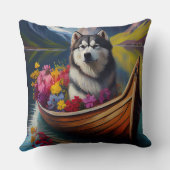 アラスカン・マラムート犬のパドル：風光明媚な冒険 クッション (裏面)