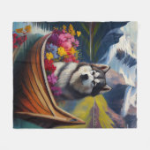 アラスカン・マラムート犬のパドル：風光明媚な冒険 フリースブランケット (正面(横))