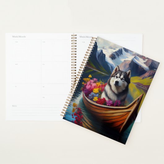 アラスカン・マラムート犬のパドル:風光明媚な冒険 プランナー手帳 (ディスプレー)
